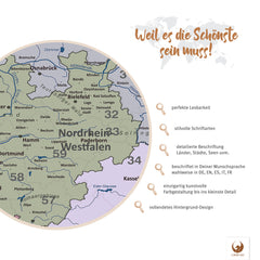 Magnetisches Glasbild - Deutschlandkarte Edelgrau