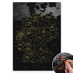 Deine Deutschlandkarte als magnetisches Blechschild zum Markieren deiner Reiseziele mit Magneten oder Stickern.