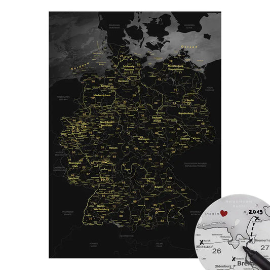 Deine Deutschlandkarte Noir als stilvolles Poster.