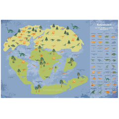 Weltkarte Dinos Kreidezeit fuer Kinder