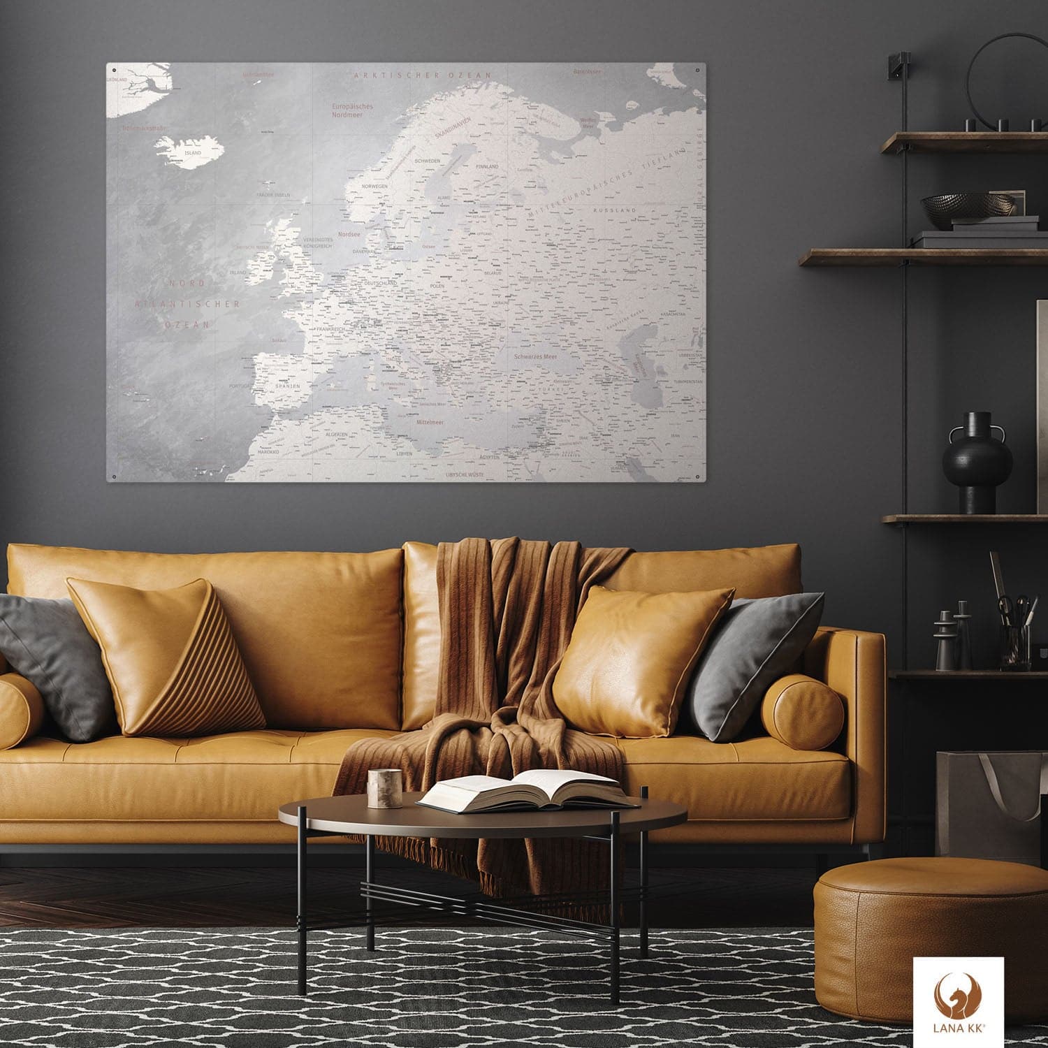 Deine Europakarte Champagner als Blechschild passt perfekt in jedes Wohnzimmer, Flur oder Arbeitszimmer.