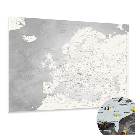 Deine Europakarte als Magnetboard zum Markieren deiner Reiseziele mit Magneten oder Stickern.
