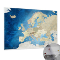 Magnetisches Glasbild – Europakarte Meerestiefe