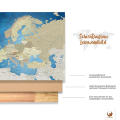 Deine Europakarte Meerestiefe ist stabil konstruiert und ist optimal zum Pinnen Deiner Reiseziele.