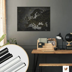 Premium Poster -  Europakarte Noir