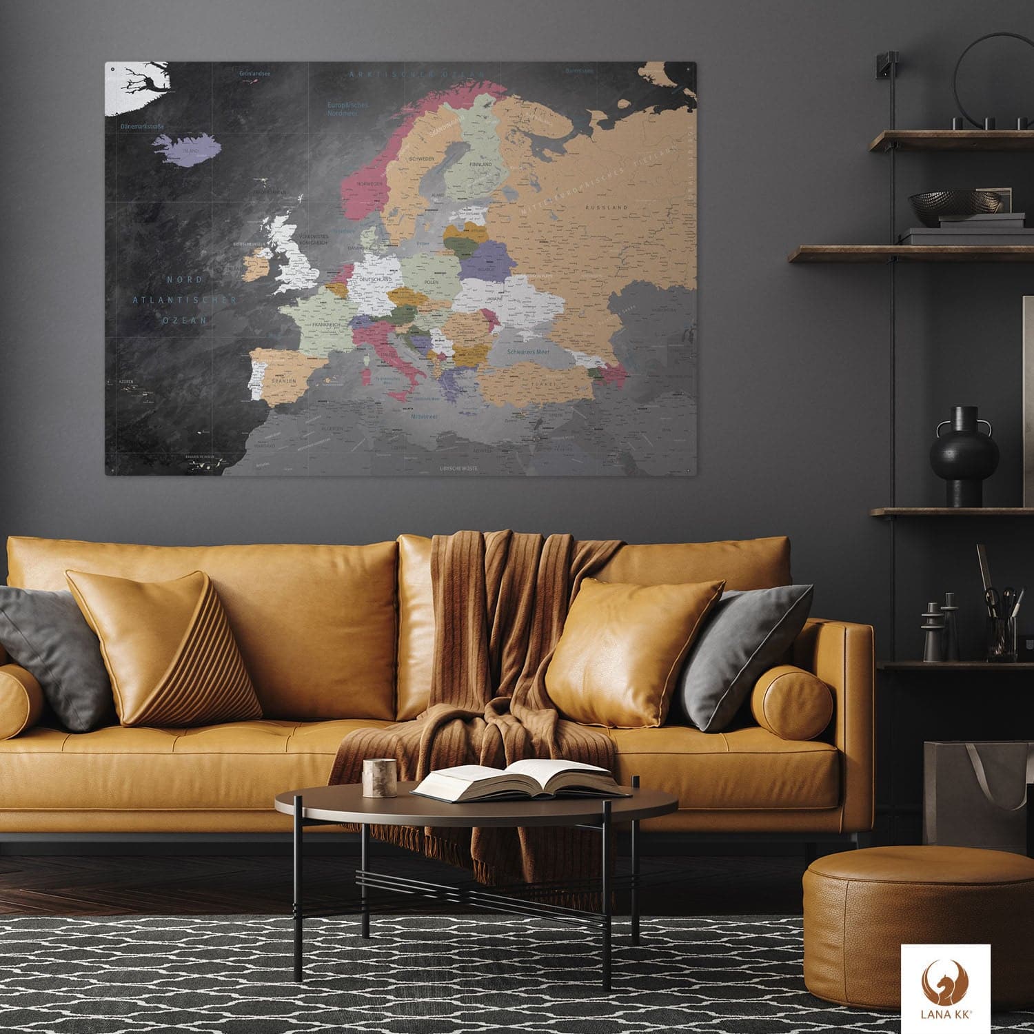 Deine Europakarte Schiefergrau als Blechschild passt perfekt in jedes Wohnzimmer, Flur oder Arbeitszimmer.