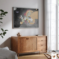 Premium Poster -  Europakarte Schiefergrau