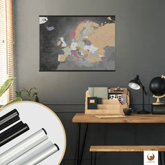 Premium Poster -  Europakarte Schiefergrau