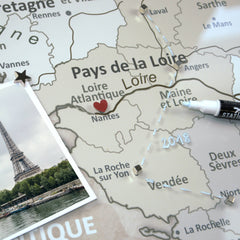 Magnetisches Glasbild - Frankreichkarte Beige