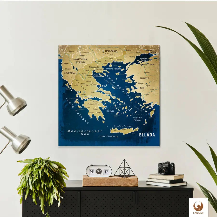 Egal in welchen Raum Du Deine Griechenlandkarte Ocean platzierst, sie wird immer die Blicke auf sich ziehen.