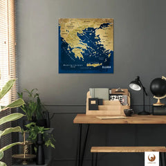 Die Welt als Zentrum Deiner Wohnung. Deine Griechenlandkarte Ocean fügt sich mit ihren ausgewogenen Farben ideal in Dein Wohnkonzept ein.