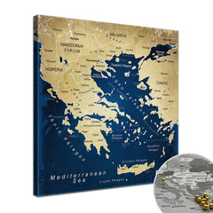 Leinwandbild - Griechenlandkarte Ocean – Pinnwand