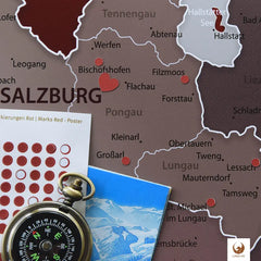 Für einen optimalen Transport kommt Deine Österreichkarte Kolonialrot gerollt zu Dir.