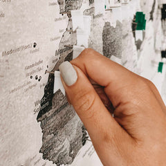 Leinwandbild - Weltkarte Retro Hellgrau Jileileen  - Pinnwand