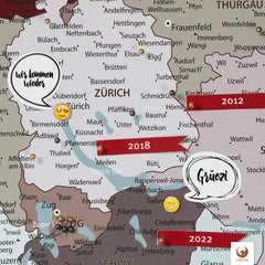 Deine Schweizkarte Kolonialrot ist stabil konstruiert und ist optimal zum Pinnen Deiner Reiseziele.