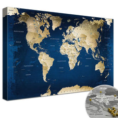 Leinwandbild - Weltkarte Ocean - Pinnwand