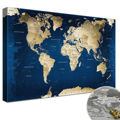 Leinwandbild - Weltkarte Ocean - Pinnwand