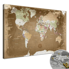 Deine Weltkarte Oldstyle als Premiumleinwand mit 2 cm breiten Rahmen.