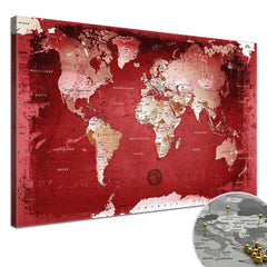 Deine Weltkarte Red als Premiumleinwand mit 2 cm breiten Rahmen.