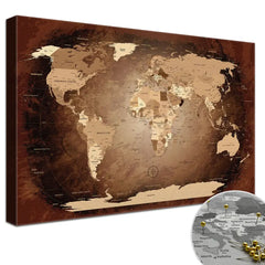 Leinwandbild - World Map Antik - Pinnwand