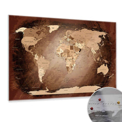 Magnetisches Glasbild - World Map Antik