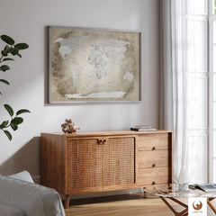 Premium Poster -  World Map Beige