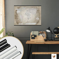 Premium Poster -  World Map Beige