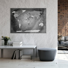 Magnetisches Glasbild - World Map Black & White