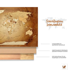 Deine World Map Braun Colorful ist stabil konstruiert und ist optimal zum Pinnen Deiner Reiseziele.