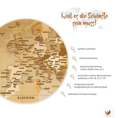 Weil es die Schönste sein muss! Deine World Map Braun Colorful besticht mit perfekter Lesbarkeit, Detailreichtum und vollendetem Hintergrund-Design.