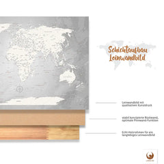 Deine World Map Champagner ist stabil konstruiert und ist optimal zum Pinnen Deiner Reiseziele.