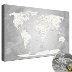 Leinwandbild - World Map Champagner - Pinnwand