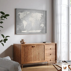 Premium Poster -  World Map Champagner