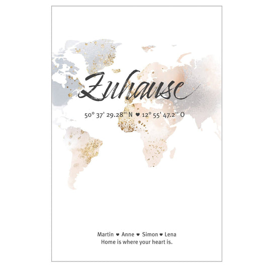 Geschenk Zuhause Koordinaten als Poster